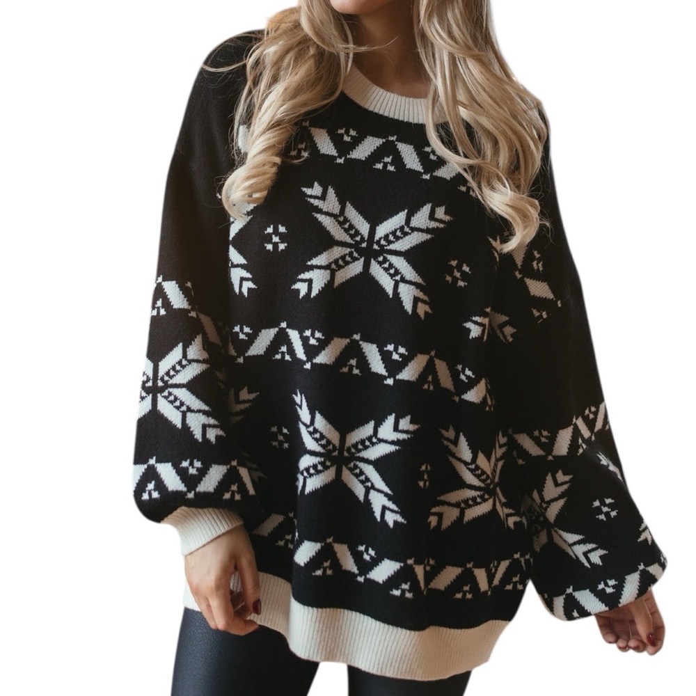 Baevely Oversized Hayden Sweater Black and White Women’s Size Large XL